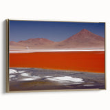 Framed canvas of a vintage Bolivian landscape in black and gold tones, ideal for bedroom wall art.