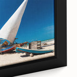 Extra large framed canvas featuring a textured depiction of a vibrant, colorful Brazilian landscape.
