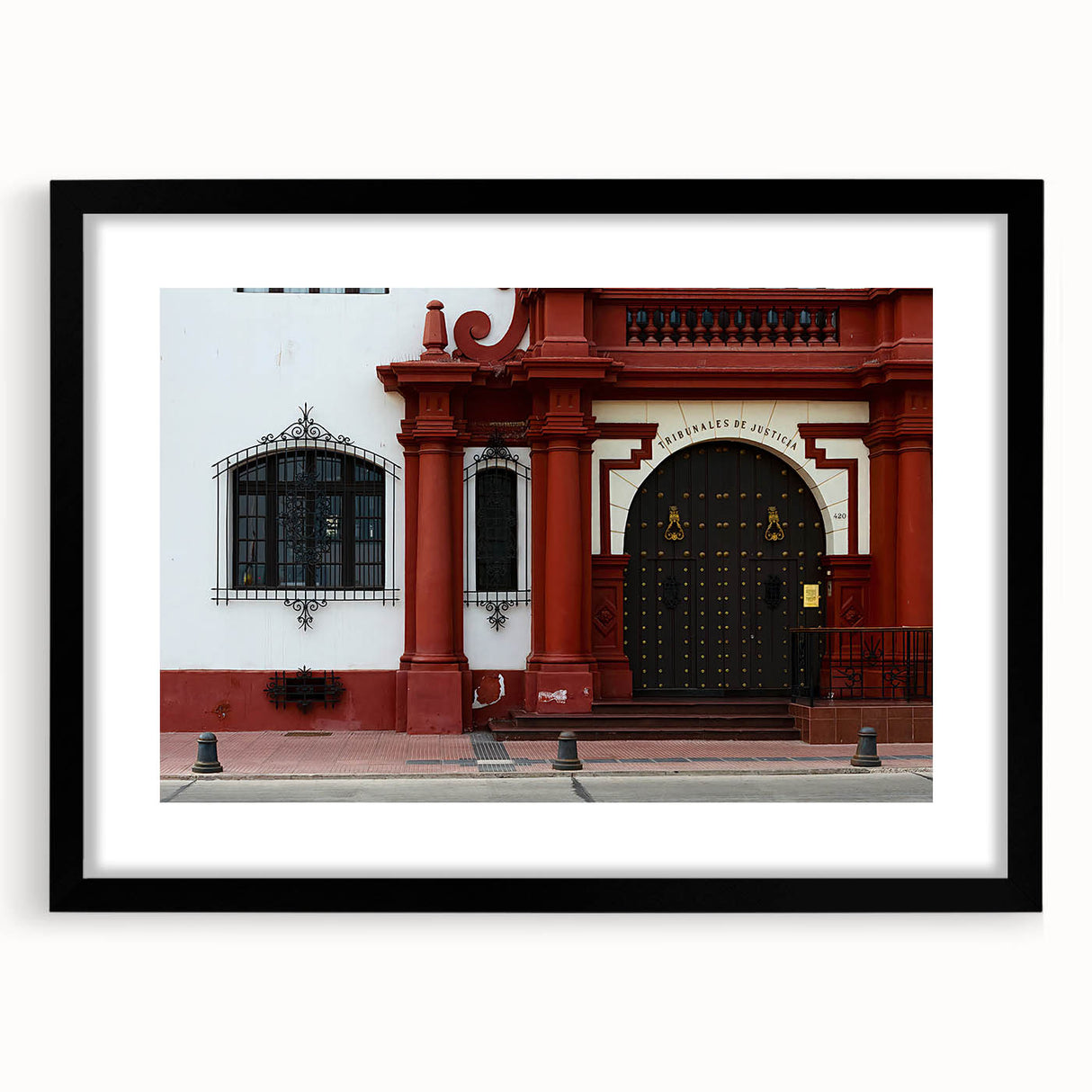 Abstract art print of Santiago, Chile in vibrant colors on a textured, extra large canvas, ideal for living room decor.