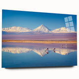 Large abstract wall art depicting a Chilean landscape in muted earth tones on acrylic glass.