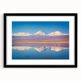 Extra large abstract art print of a textured, colorful Chilean landscape on a framed black canvas.
