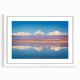 Abstract art print of a Chilean landscape in muted earth tones on a framed white mat.