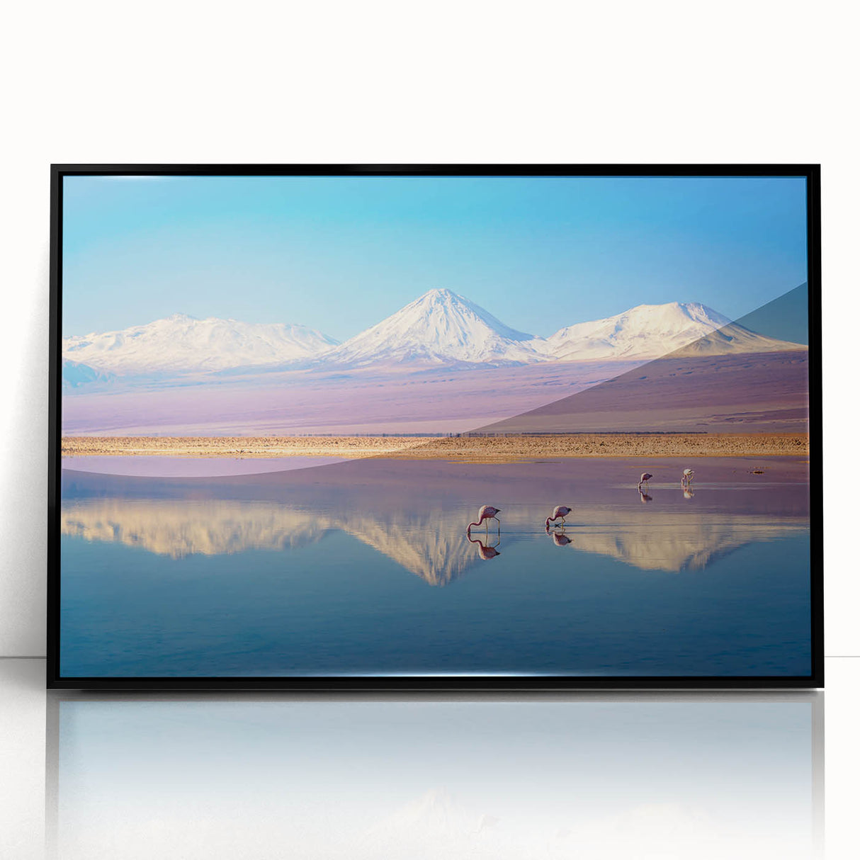 Large abstract wall art depicting a Chilean landscape in muted earth tones on a framed acrylic.