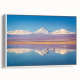 Vintage poster art of a scenic South American landscape in vibrant colors, framed canvas, ideal for living room decor.