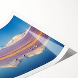 Extra large wall art featuring line art flowers with vibrant green and yellow tones on a rolled print.