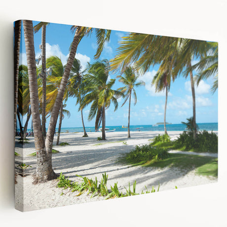Large canvas print of a Colombian landscape in vibrant green and blue tones, suitable for kitchen wall art.