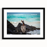 Extra large, textured abstract art print of colorful South American scenery on a black framed canvas.