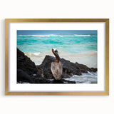 Extra large abstract art print of Ecuador scenery in gold frame, featuring textured earth tones, ideal for living room decor.