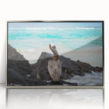 Mid-century modernist art depicting an Ecuadorian landscape on a framed acrylic, with earthy green and brown tones.