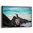 Black and white framed canvas of a vintage-style Ecuadorian landscape, ideal for bedroom decor.