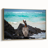 Framed canvas wall art featuring a vintage-style landscape painting of Ecuador, using a palette of black and gold.