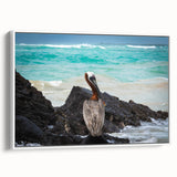 Vintage poster art of a South American scenery in vibrant colors on a large framed canvas, ideal for living room decor.