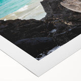 Art deco poster featuring a vibrant, stylized scene of Ecuador on a rolled canvas, suitable for dining room decor.