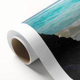 Art Deco style poster of an Ecuadorian landscape in soft pastel colors on rolled canvas, ideal for nursery wall art.