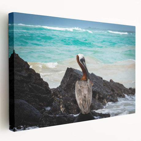 Large stretched canvas wall art of a scenic Ecuador landscape in vivid green and blue tones, ideal for kitchen decor.