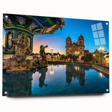 Large abstract wall art of a South American scenery in Peru, rendered in earthy tones on acrylic glass.