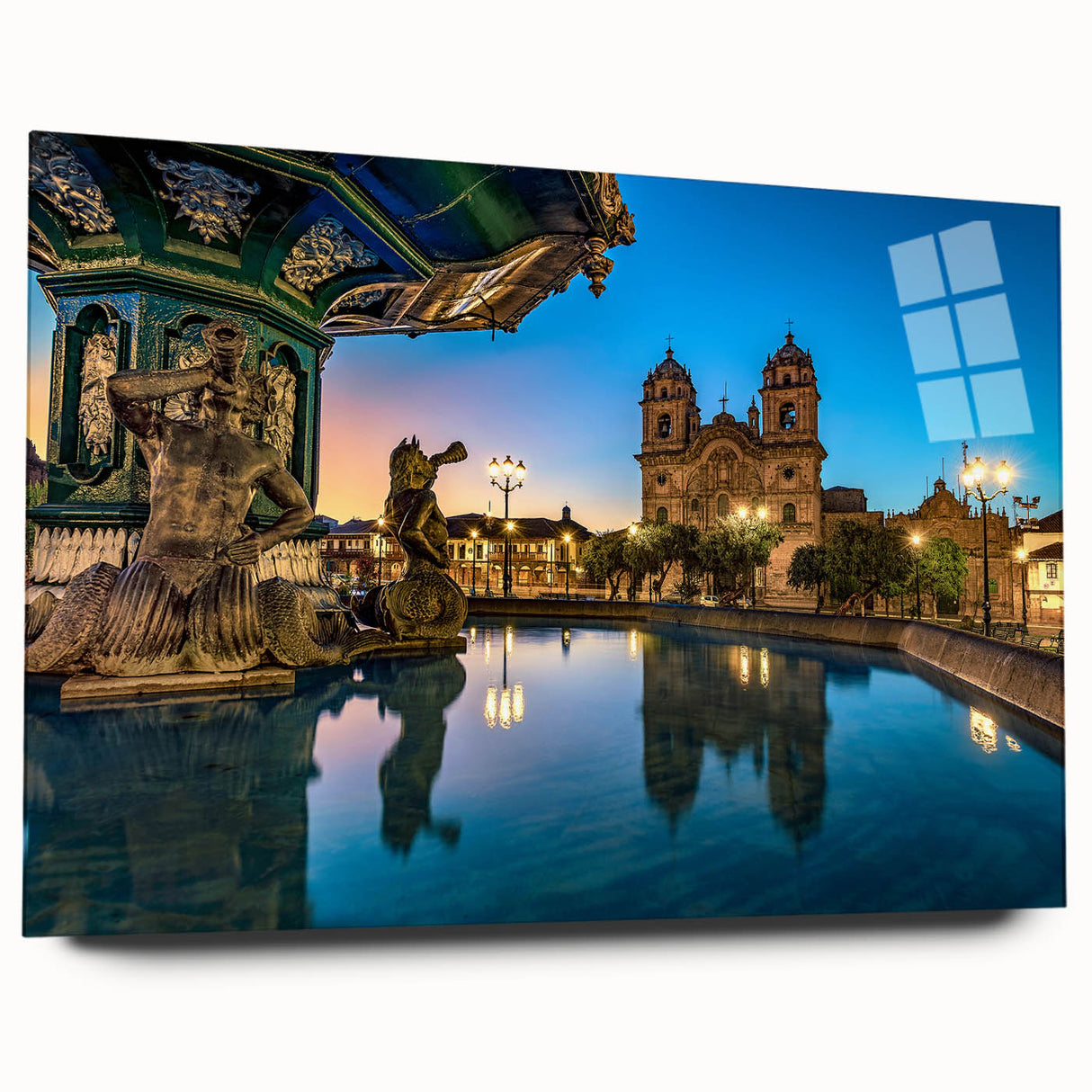 Acrylic print of a large abstract depiction of a Peruvian landscape in earth tones, ideal for bedroom or dining room art.