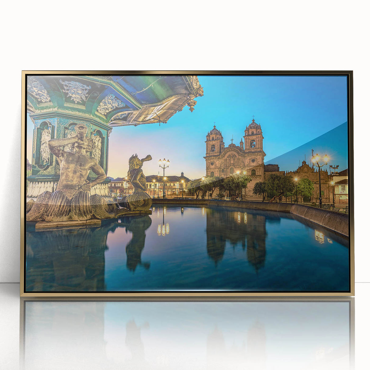 Large art print of a scenic Peruvian landscape in muted earth tones on framed acrylic, ideal for modern art wall decor.