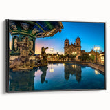 Black and white framed canvas of a vintage-style Peruvian landscape, ideal for bedroom wall art.