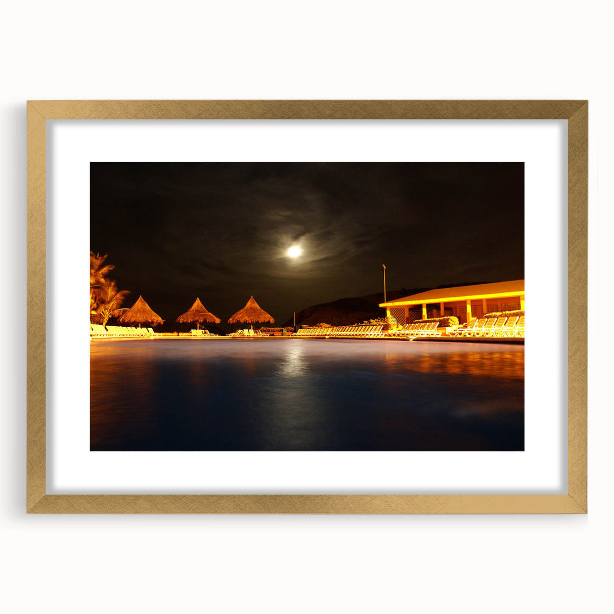 Extra large abstract art print of a textured Venezuelan landscape in muted earth tones, framed in gold.