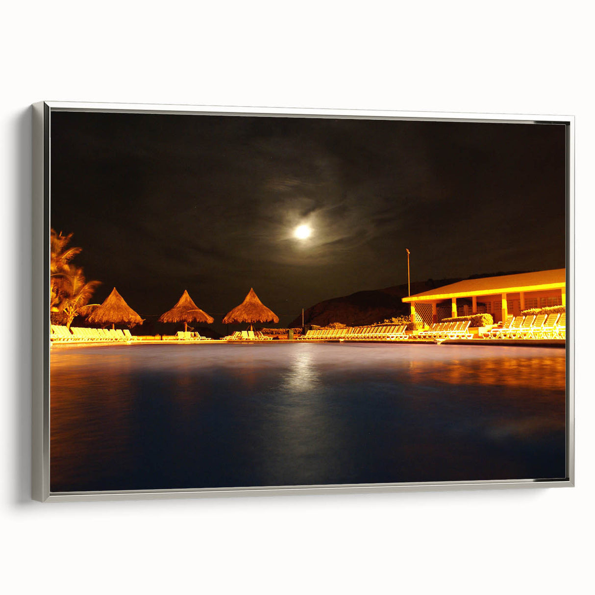 Framed canvas featuring a vintage-style landscape art painting of a Venezuelan scene.