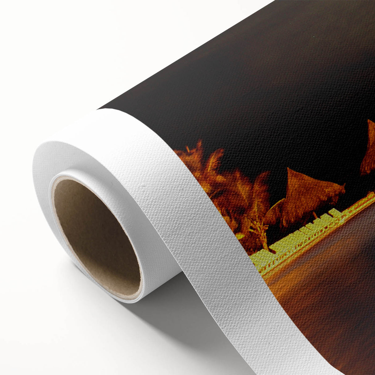 Art Deco poster of a South American scenery in muted earth tones on rolled canvas, ideal for nursery wall art.