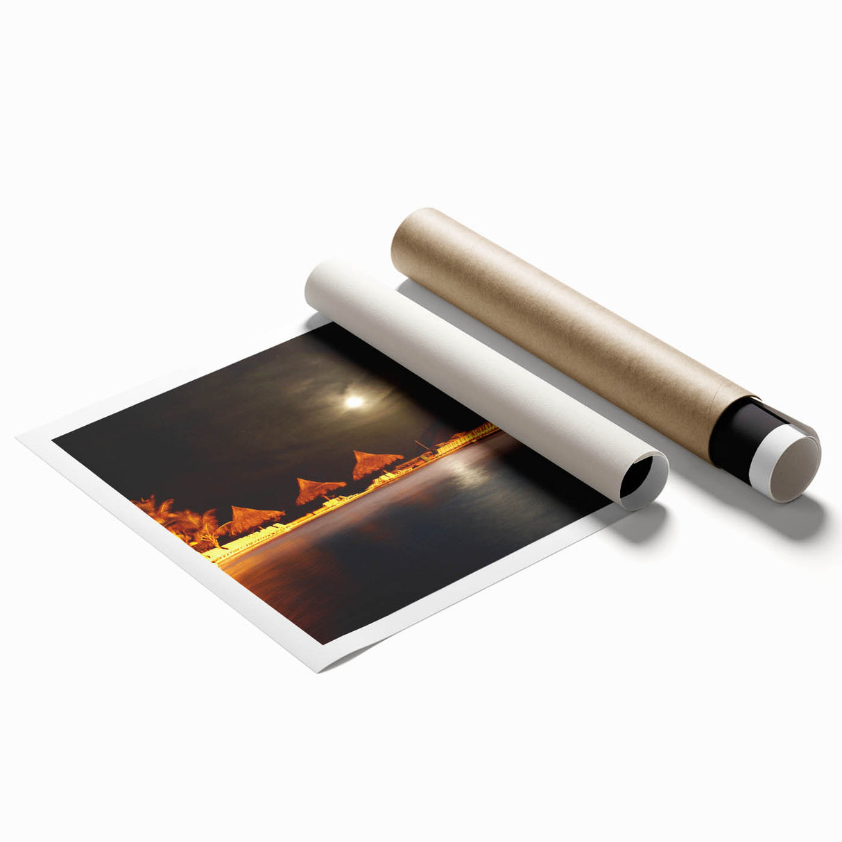 Extra large rolled print of a Venezuelan landscape with vibrant floral elements, ideal for classy bathroom wall art.
