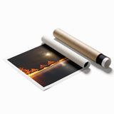 Extra large rolled print of a Venezuelan landscape with vibrant floral elements, ideal for classy bathroom wall art.