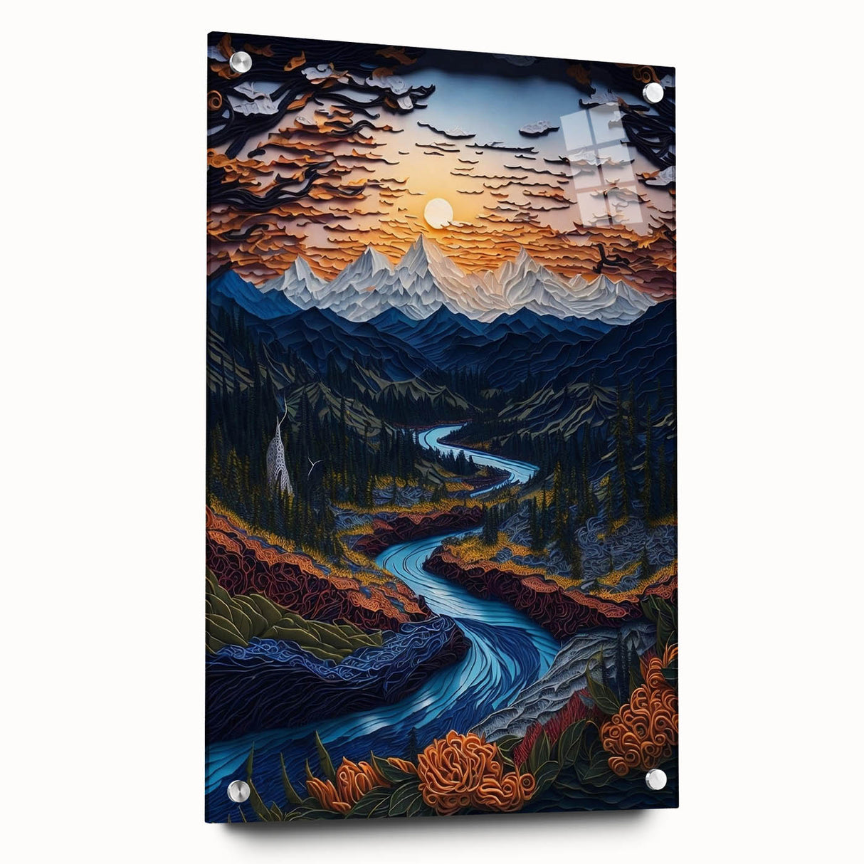 Acrylic print of Denali, Alaska scenery in muted earth tones, suitable for bedroom or dining room decor.