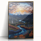 Large art print of Denali, Alaska, in muted earth tones on framed acrylic, ideal for modern art wall decor.