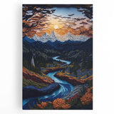 Black and white stretched canvas of Denali, Alaska scenery, ideal for kitchen wall art.