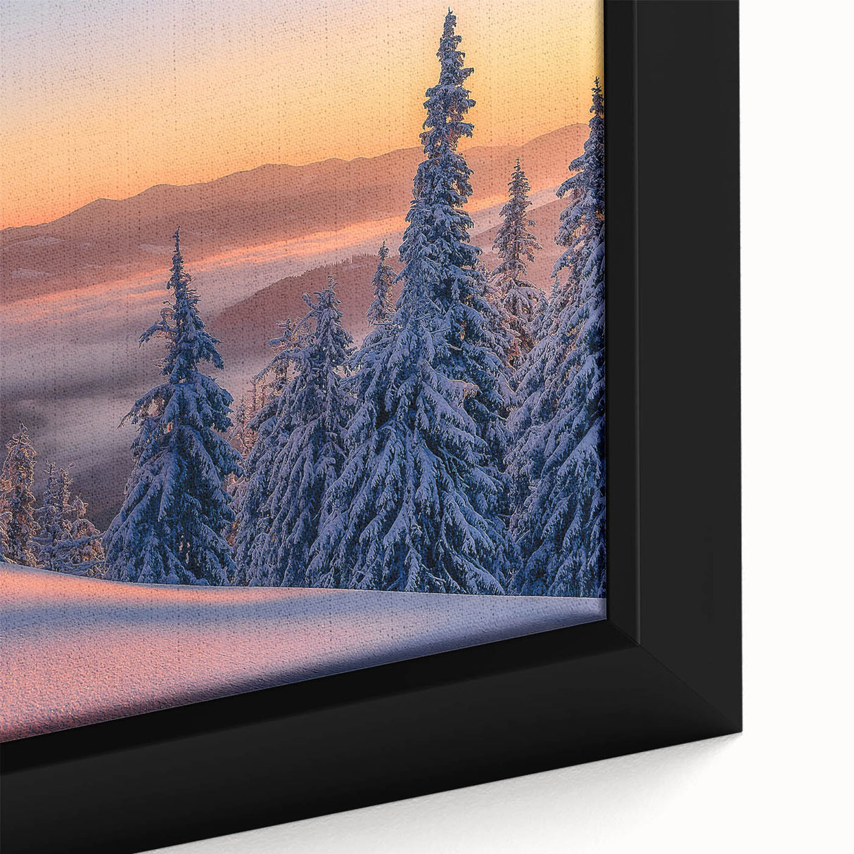 Extra large framed canvas featuring a textured depiction of an Alaskan landscape in black with colorful accents.