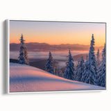 Vintage poster art of Alaska scenery on extra large framed canvas, featuring vibrant colors against a black background.