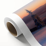 Art Deco style poster of Alaska scenery on rolled canvas, featuring cool blue and gray tones, ideal for nursery wall art.