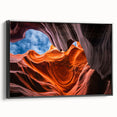 Black and white framed canvas of Antelope Canyon in Arizona, ideal for bedroom landscape art.