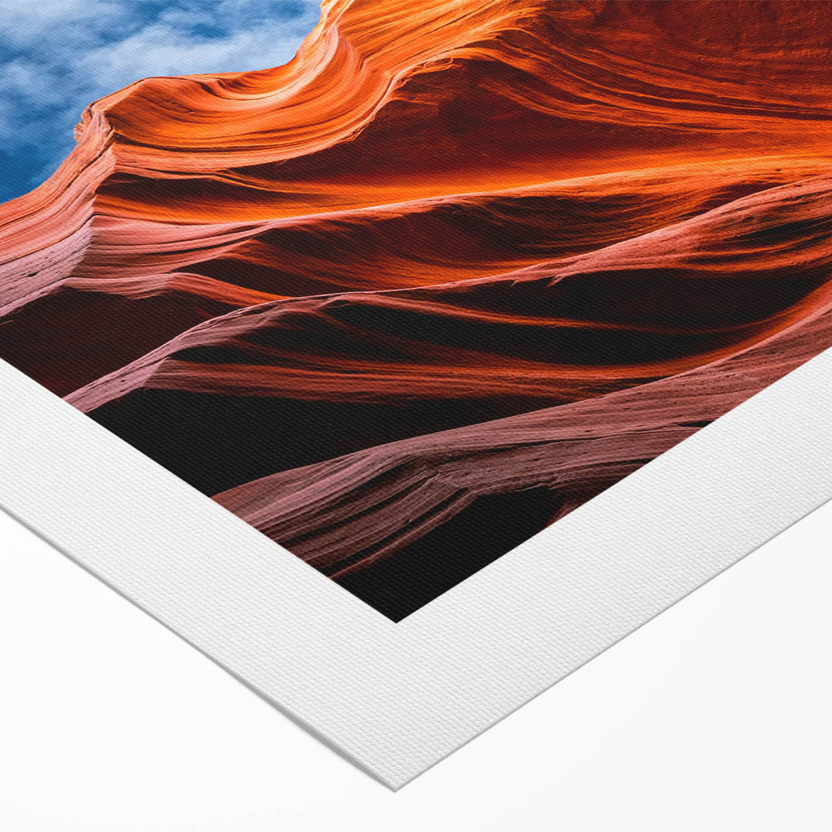 Art deco poster of Antelope Canyon in Arizona on rolled canvas, featuring warm earth tones, ideal for dining room wall art.
