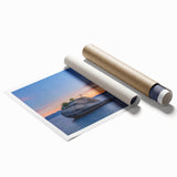 Extra large rolled print of Lake Tahoe with muted blue and green tones, ideal for classy bathroom wall art.