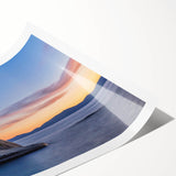 Extra large wall art featuring line art flowers over a scenic Lake Tahoe background, printed on rolled canvas.