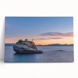 Black and white photograph of Lake Tahoe on stretched canvas, ideal for kitchen wall art or bedroom ambiance.