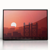 Large abstract wall art depicting Sacramento scenery in black and white tones on a framed acrylic.