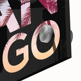 Large abstract wall art of San Diego skyline in muted blue and green tones on acrylic glass, suitable for dining room decor.