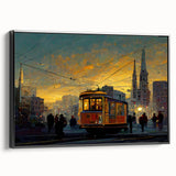 Black and white framed canvas of San Francisco landscape, ideal for bedroom wall art.