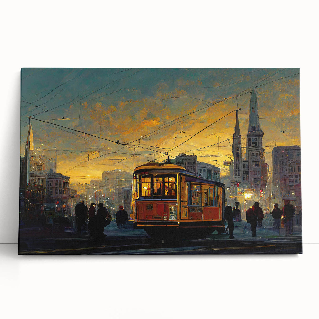 Black and white stretched canvas of San Francisco skyline, ideal for kitchen wall art or bedroom ambiance.