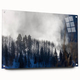 Acrylic print of a large abstract depiction of Vail, Colorado in muted earth tones, ideal for bedroom or dining room decor.