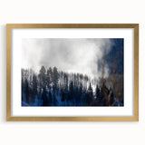 Extra large abstract art print of Vail, Colorado, in textured gold frame, featuring muted earth tones.