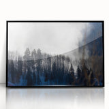 Large abstract wall art depicting a Colorado mountain scenery in muted earth tones on a framed acrylic.