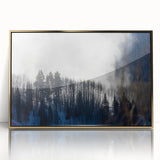Mid-century modernist style large art print of Vail, Colorado scenery in muted earth tones, framed in acrylic.