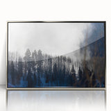 Mid-century modernist art featuring a Colorado mountain scene in muted earth tones on a framed acrylic print.