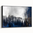Black and white framed canvas of Vail, Colorado landscape, ideal for bedroom decor.