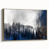 Framed canvas depicting a vintage-style landscape of Vail, Colorado, in muted gold and black tones.